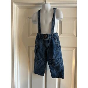 Vintage Kids Denim Overalls Carpenter Style Suspender Pants Toddler Blue